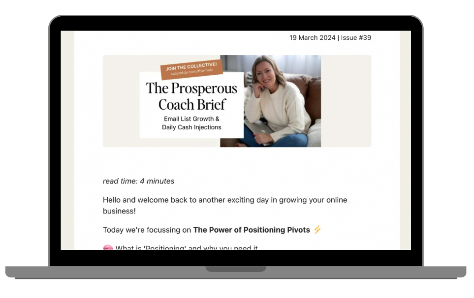 The Prosperous Coach Weekly Email Newsletter